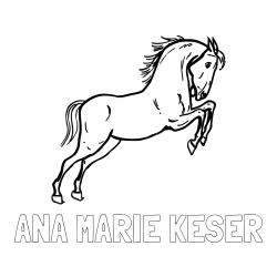 Online izdelana pobarvanka - Pobarvanka imena ANA MARIE KESER in pobarvanka konja v skoku