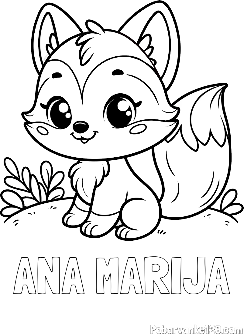 Pobarvanka imena ANA MARIJA in pobarvanka lisičke