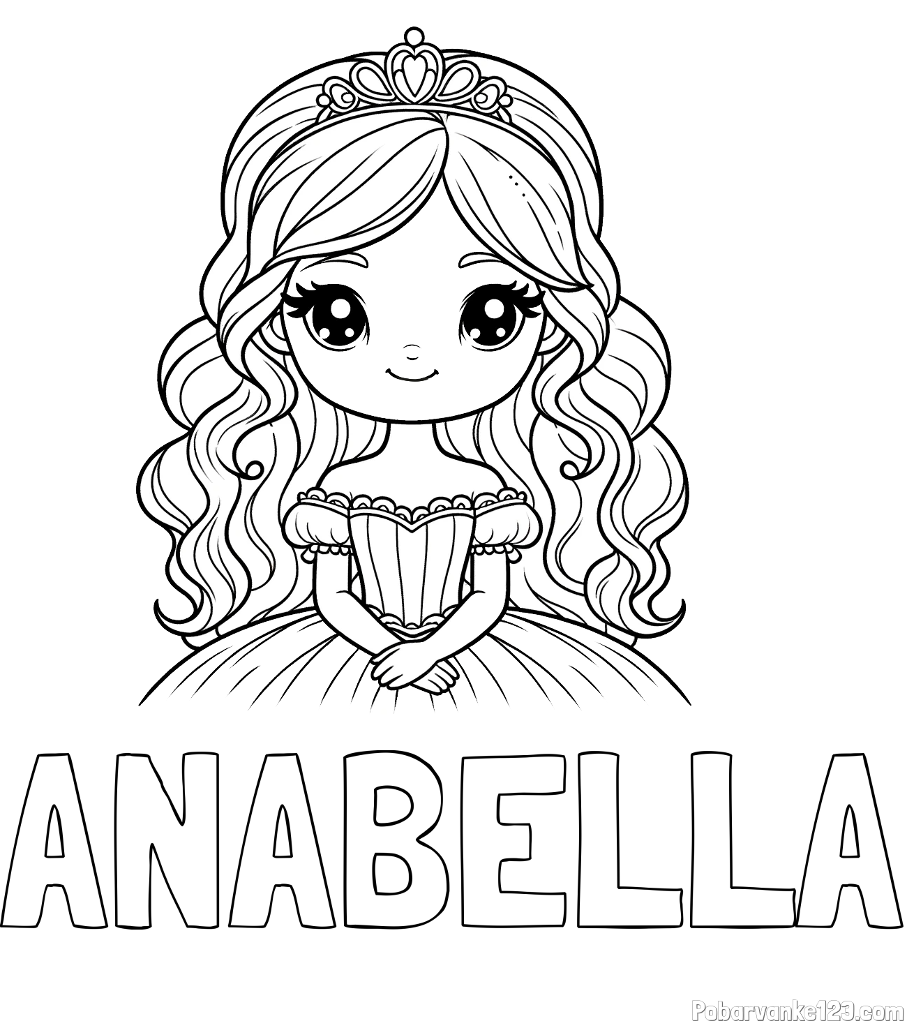 Pobarvanka imena ANABELLA in pobarvanka ljubke princese