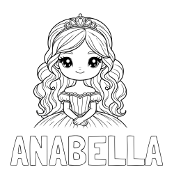 Online izdelana pobarvanka - Pobarvanka imena ANABELLA in pobarvanka ljubke princese