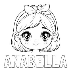 Online izdelana pobarvanka - Pobarvanka imena ANABELLA in pobarvanka obraza ljubke punčke