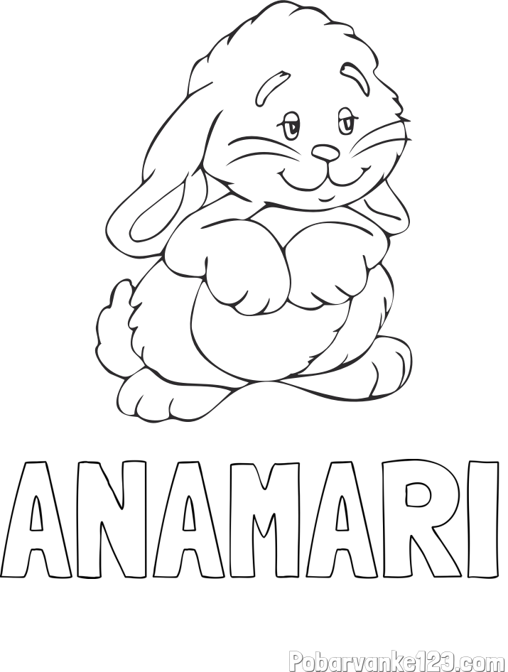 Pobarvanka imena ANAMARI in pobarvanka zajčka