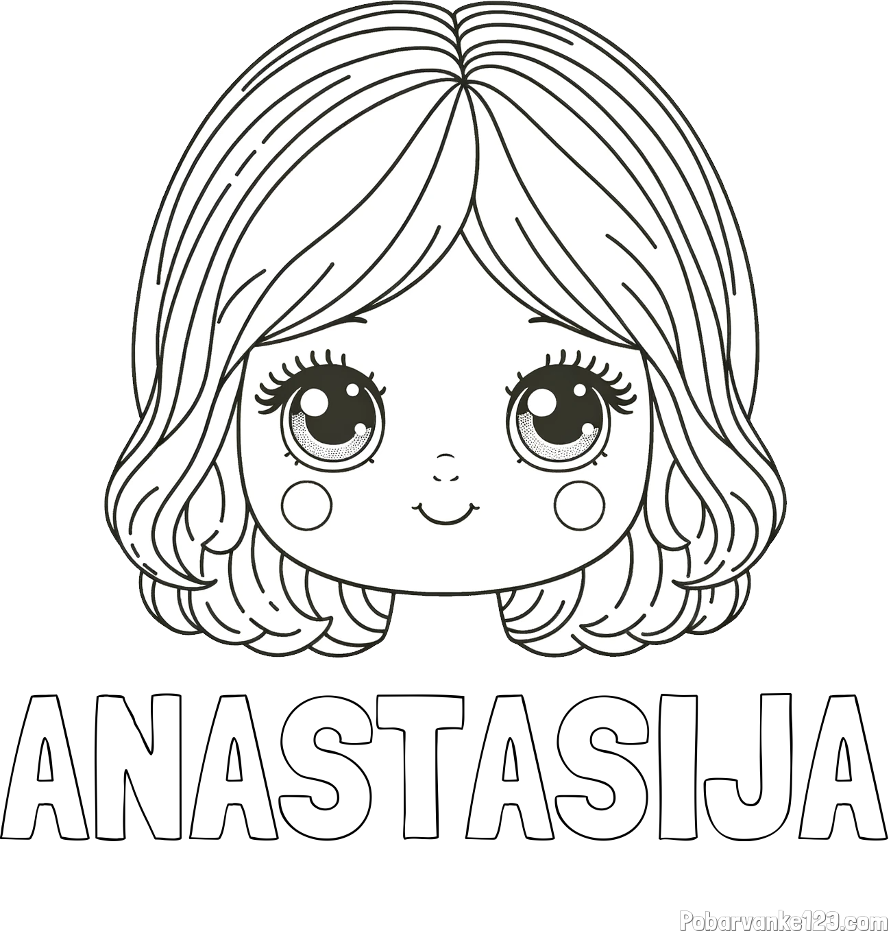 Pobarvanka imena ANASTASIJA in pobarvanka obraza prikupne punčke