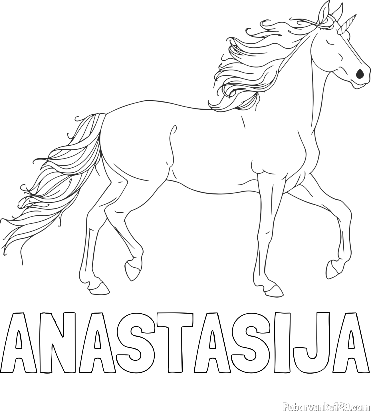 Pobarvanka imena ANASTASIJA in samorog