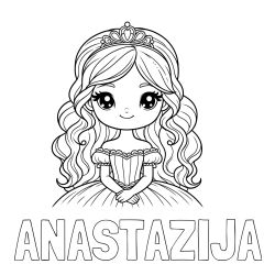 Pobarvanka imena ANASTAZIJA ter ljubke princeske