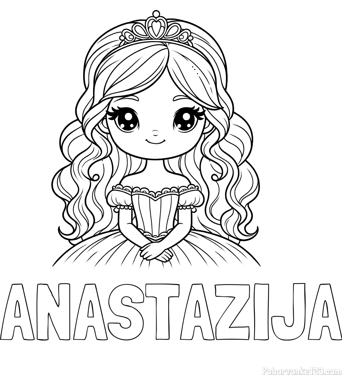 Pobarvanka imena ANASTAZIJA ter ljubke princeske