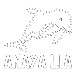 Online izdelana pobarvanka - Pobarvanka imena ANAYA LIA in pobarvanka delfina - poveži številke