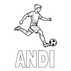 Online izdelana pobarvanka - Pobarvanka imena ANDI in pobarvanka nogometaša v napadu
