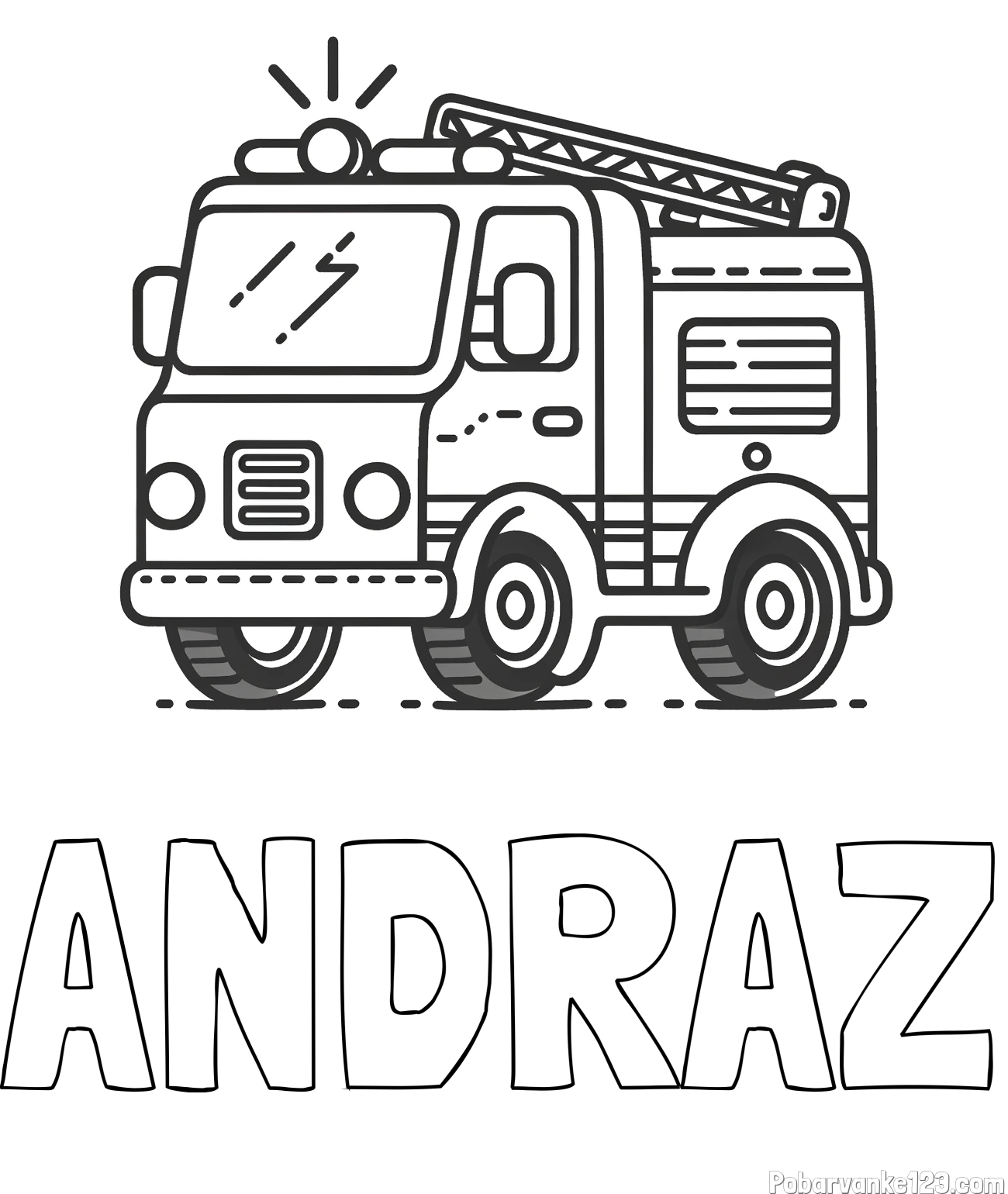 Pobarvanka imena ANDRAŽ in pobarvanka gasilskega avta z vklopljeno sireno