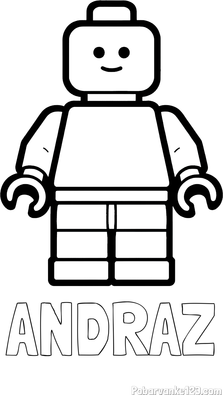 Pobarvanka imena ANDRAŽ in pobarvanka LEGO figurice fanta