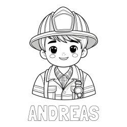 Online izdelana pobarvanka - Pobarvanka imena ANDREAS in pobarvanka mladega gasilca