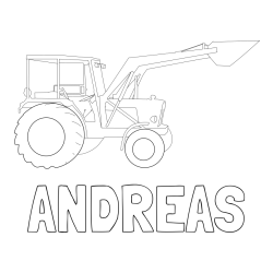 Online izdelana pobarvanka - Pobarvanka imena ANDREAS in traktor 2