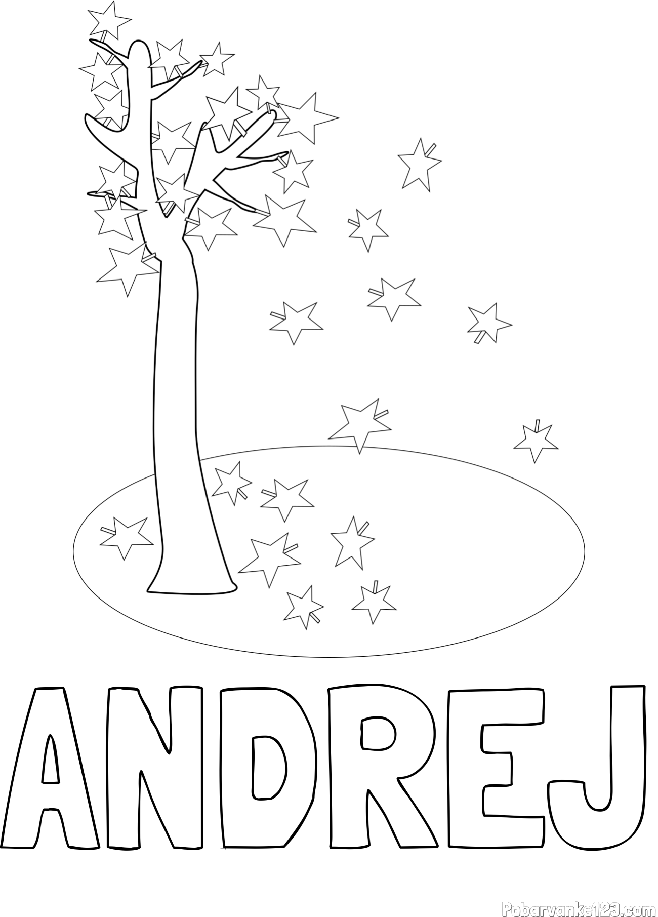 Pobarvanka imena ANDREJ in pobarvanka drevesa v jeseni