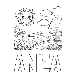 Online izdelana pobarvanka - Pobarvanka imena ANEA in otroška pobarvanka narave