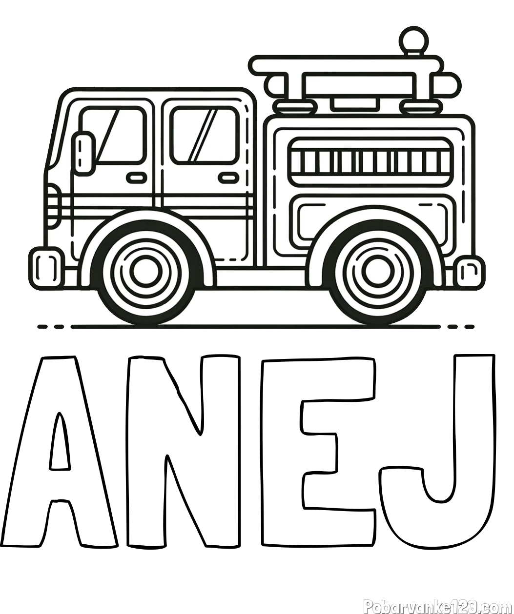 Pobarvanka imena ANEJ in lepa pobarvnak gasilskega avta