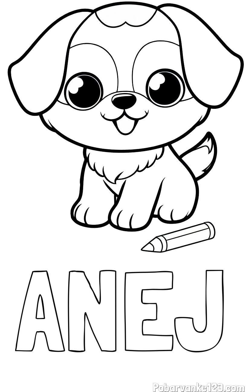 Pobarvanka imena ANEJ in pobarvanka prikupnega kužka