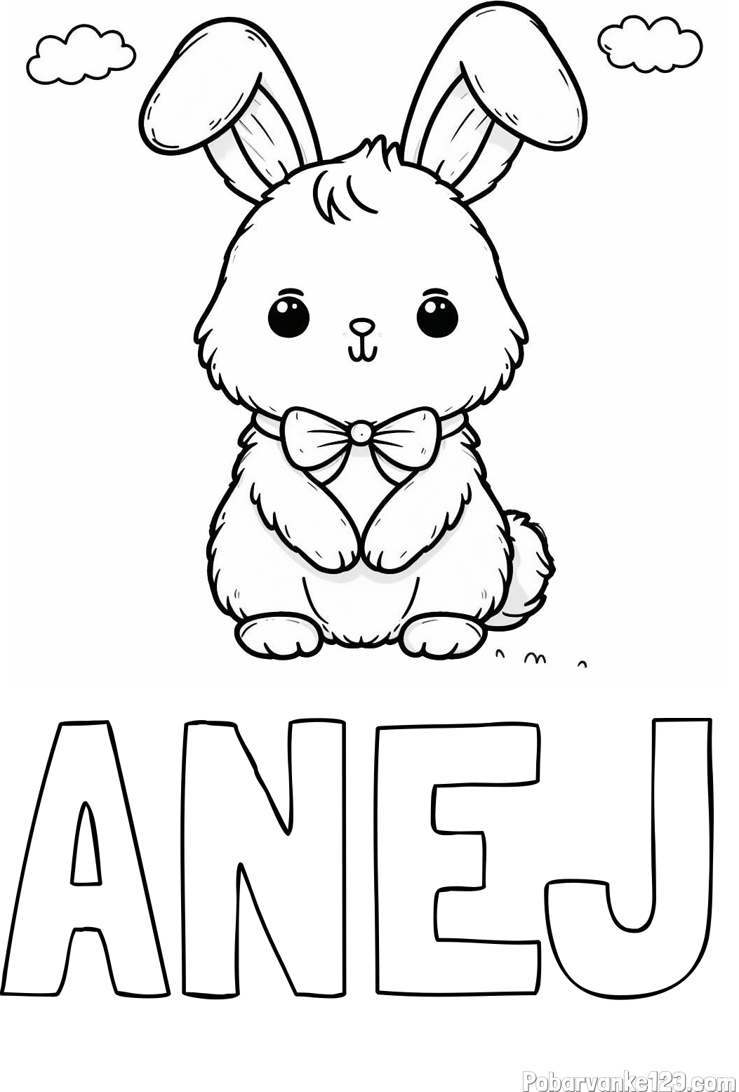 Pobarvanka imena ANEJ in pobarvanka prikupnega zajčka