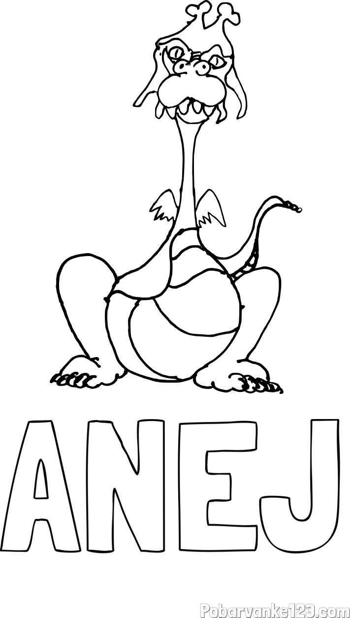 Pobarvanka imena ANEJ in pobarvanka starega zmaja