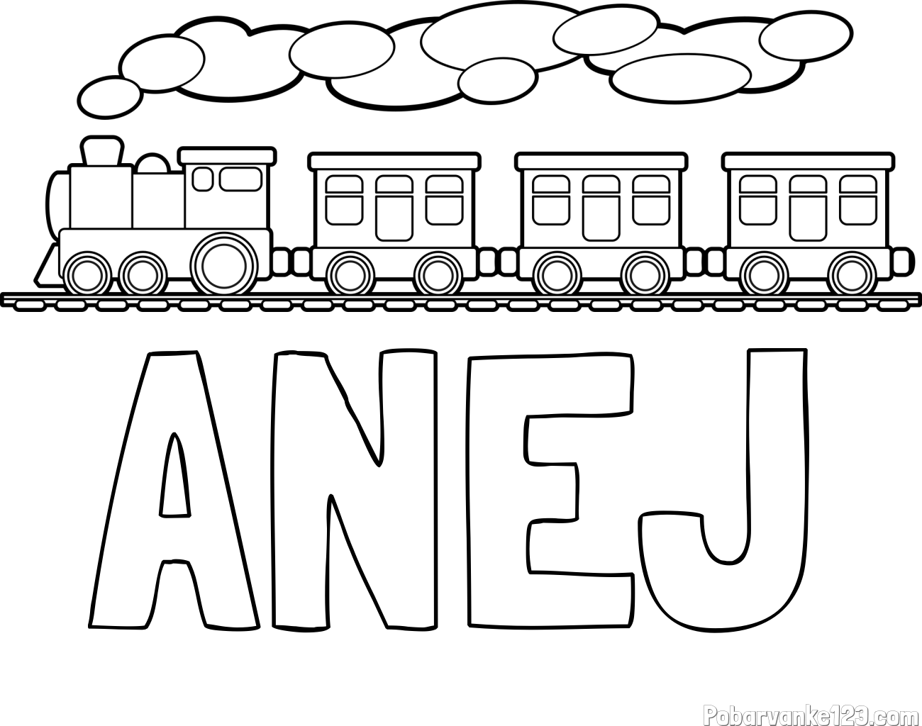 Pobarvanka imena ANEJ in pobarvanka vlaka