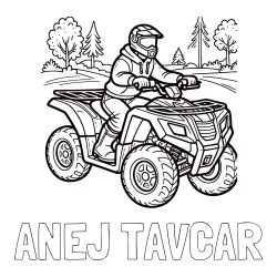 Online izdelana pobarvanka - Pobarvanka imena ANEJ TAVČAR in pobarvanka motorista na štirikolesniku