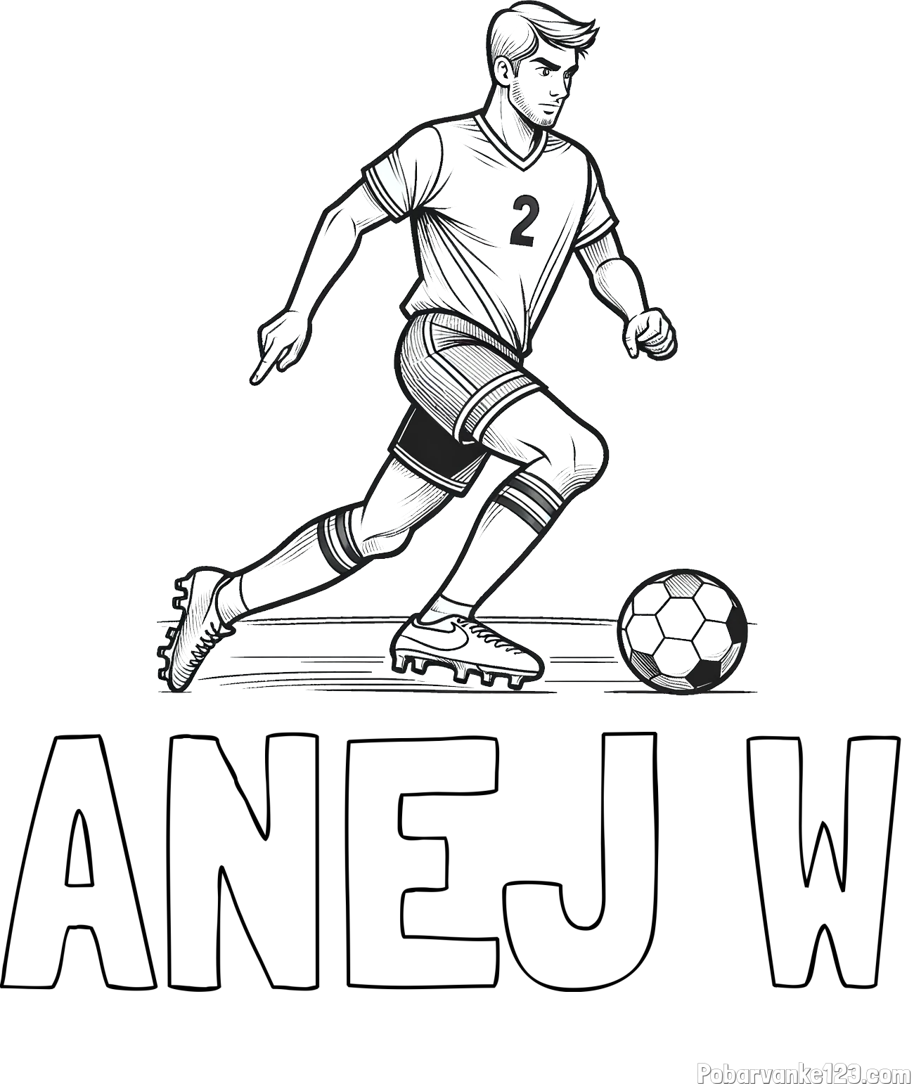 Pobarvanka imena ANEJ W in pobarvanka nogometaša