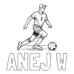 Online izdelana pobarvanka - Pobarvanka imena ANEJ W in pobarvanka nogometaša