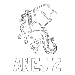 Online izdelana pobarvanka - Pobarvanka imena ANEJ Ž in pobarvanka strašnega zmaja