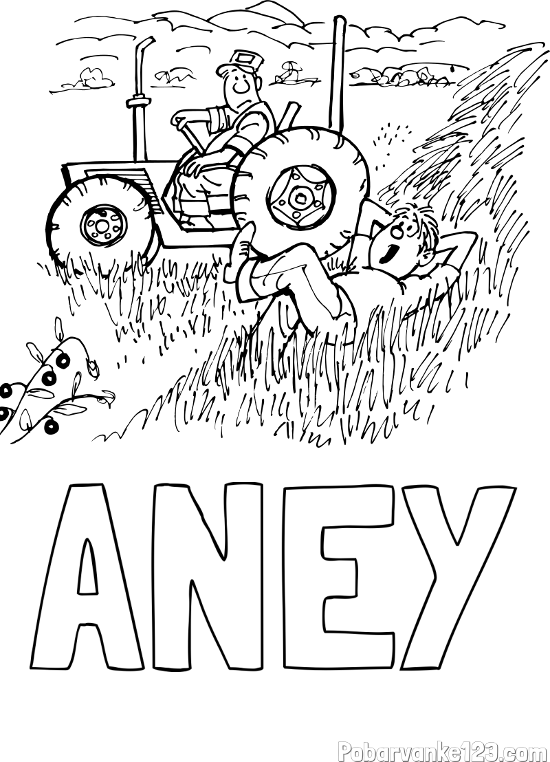Pobarvanka imena ANEY in pobarvanka traktor