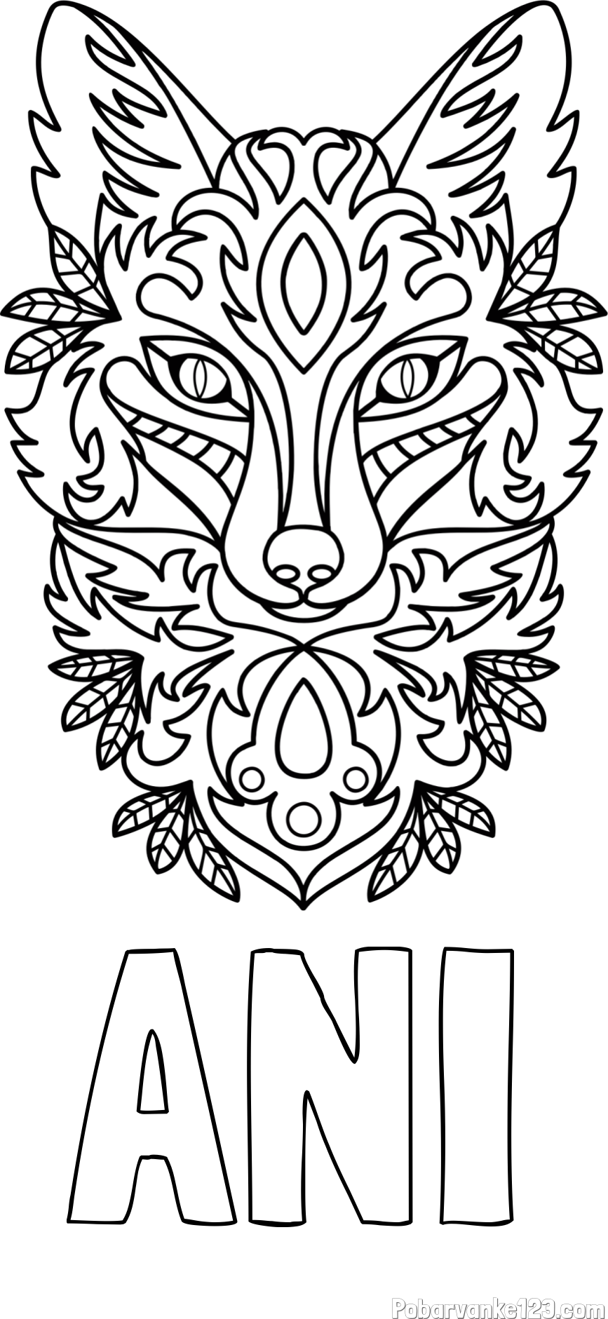 Pobarvanka imena ANI in pobarvanka volka - mandale