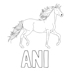 Online izdelana pobarvanka - Pobarvanka imena ANI in samorog