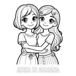 Online izdelana pobarvanka - Pobarvanka imena ANIKA IN ADRIANA in pobarvanka ljubkih prijateljic