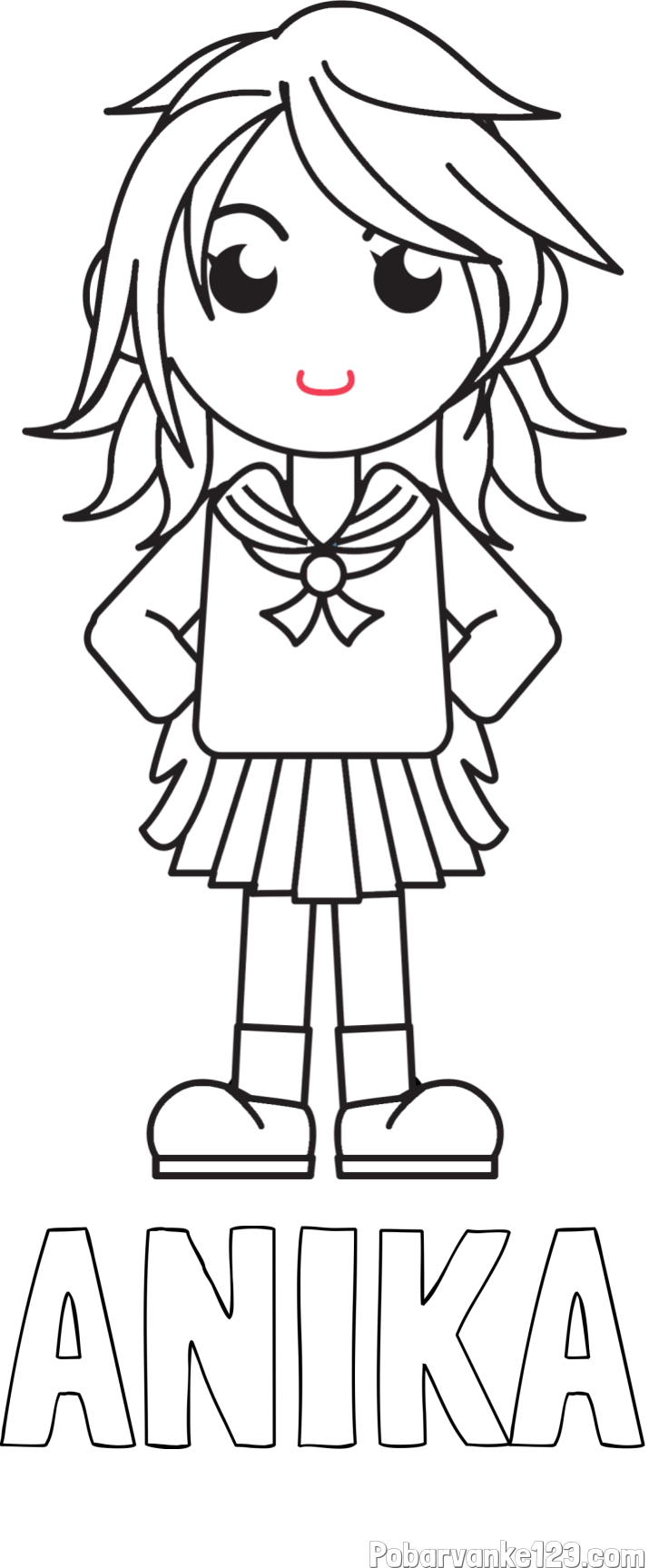 Pobarvanka imena ANIKA in pobarvanka šolarke