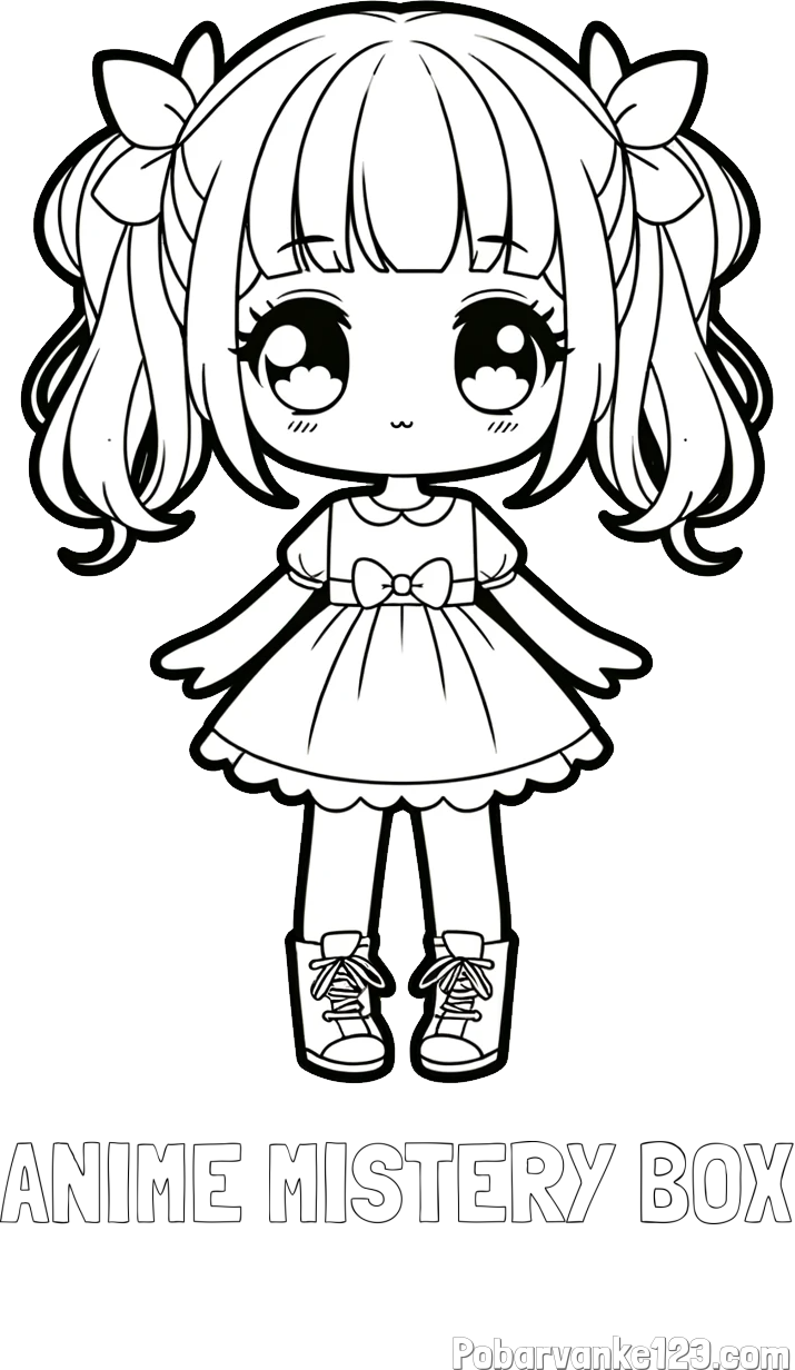 Pobarvanka imena ANIME MISTERY BOX in pobarvanka anime punčke