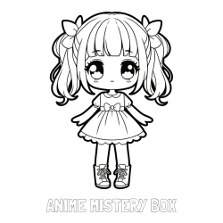 Online izdelana pobarvanka - Pobarvanka imena ANIME MISTERY BOX in pobarvanka anime punčke