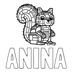 Pobarvanka imena ANINA in pobarvanka LEGO veverice