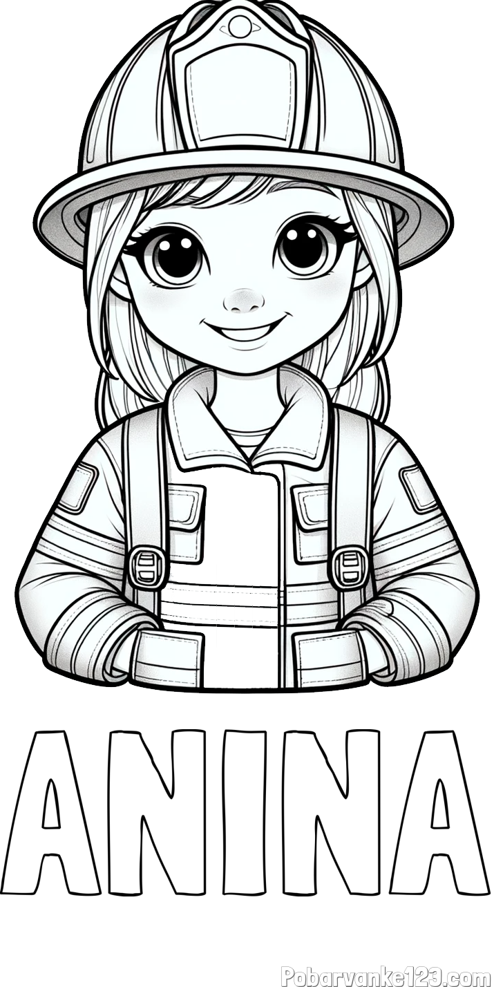 Pobarvanka imena ANINA in pobarvanka ljubke gasilke