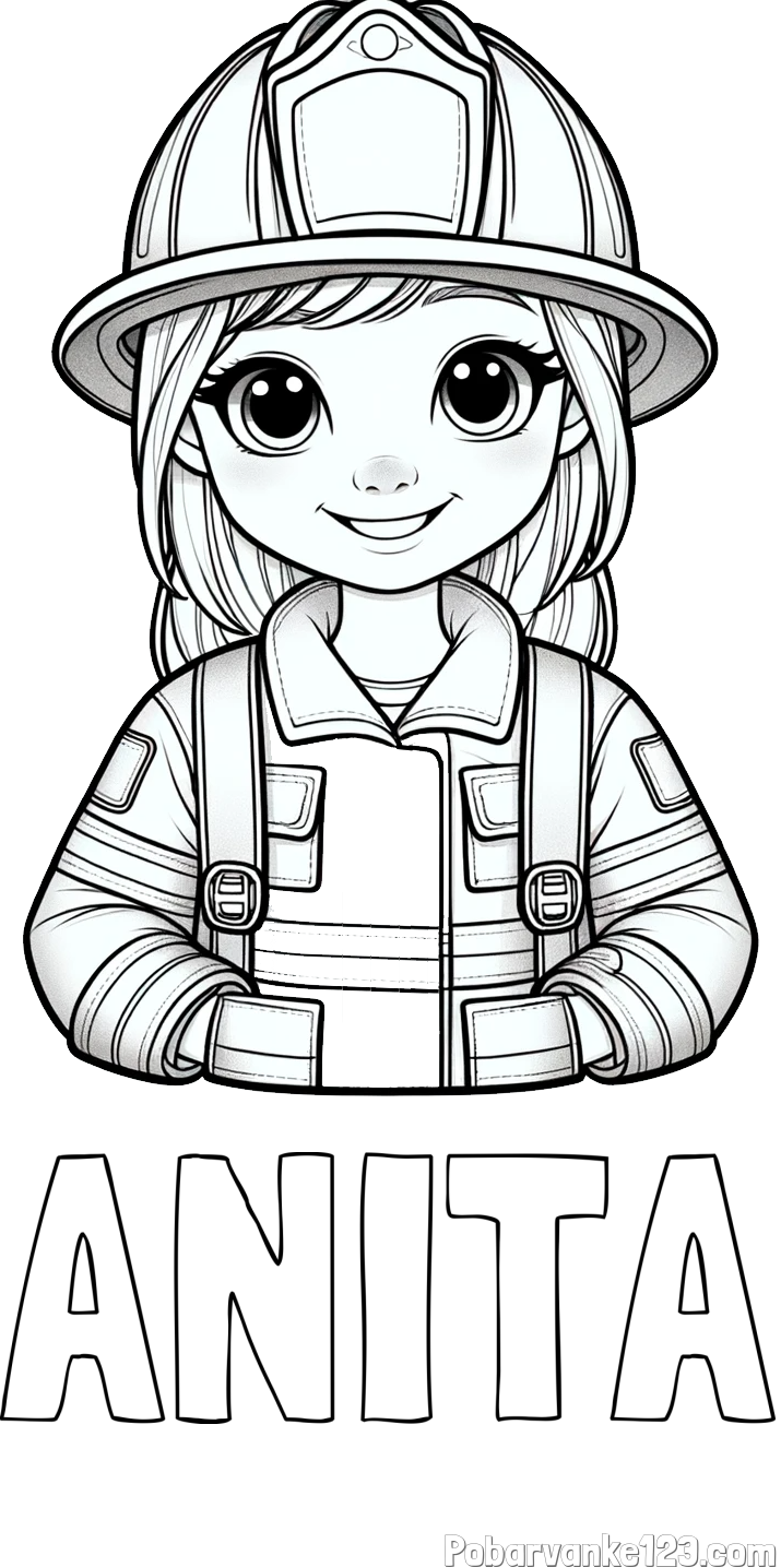Pobarvanka imena ANITA in pobarvanka ljubke gasilke