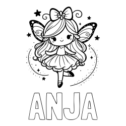 Pobarvanka imena ANJA in ljubka čarobna vila