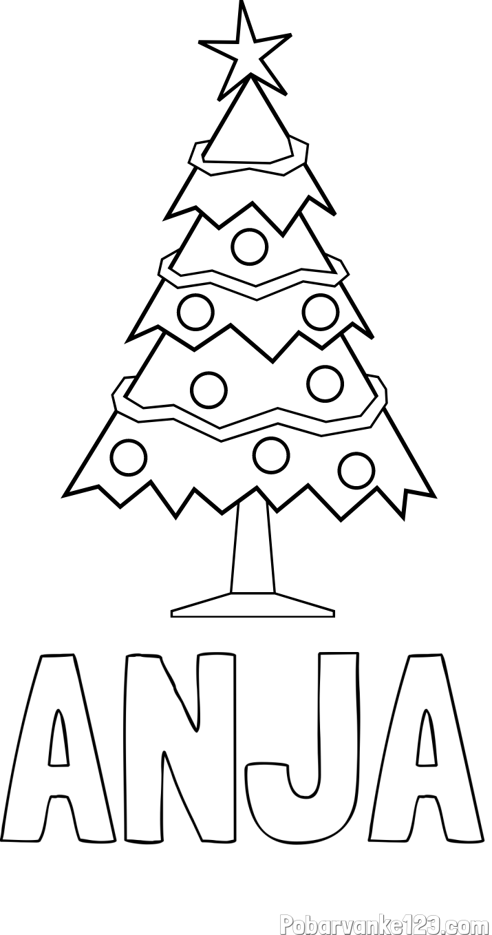 Pobarvanka imena ANJA in pobarvanka božične smrečice