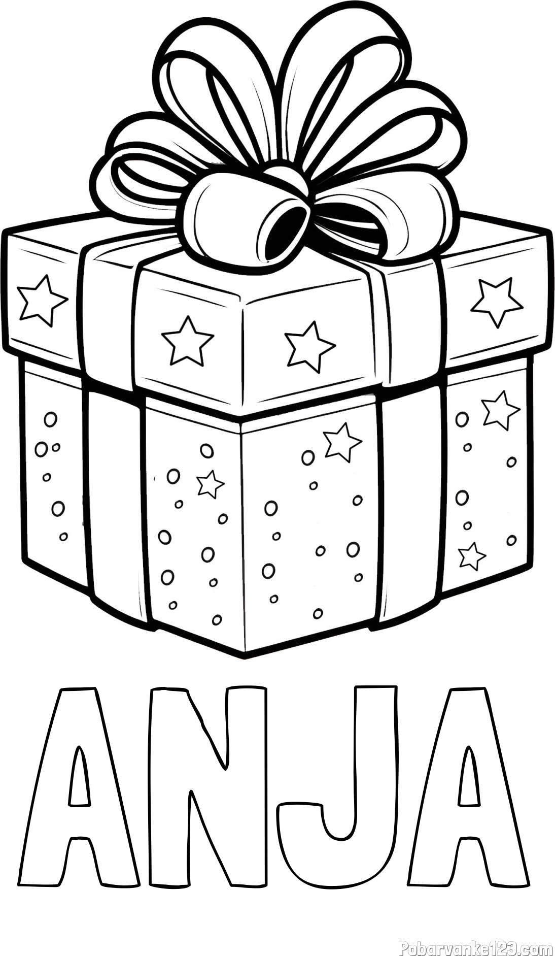 Pobarvanka imena ANJA in pobarvanka božičnega darila