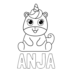 Pobarvanka imena ANJA in pobarvanka čudovitega samoroga Unicorn