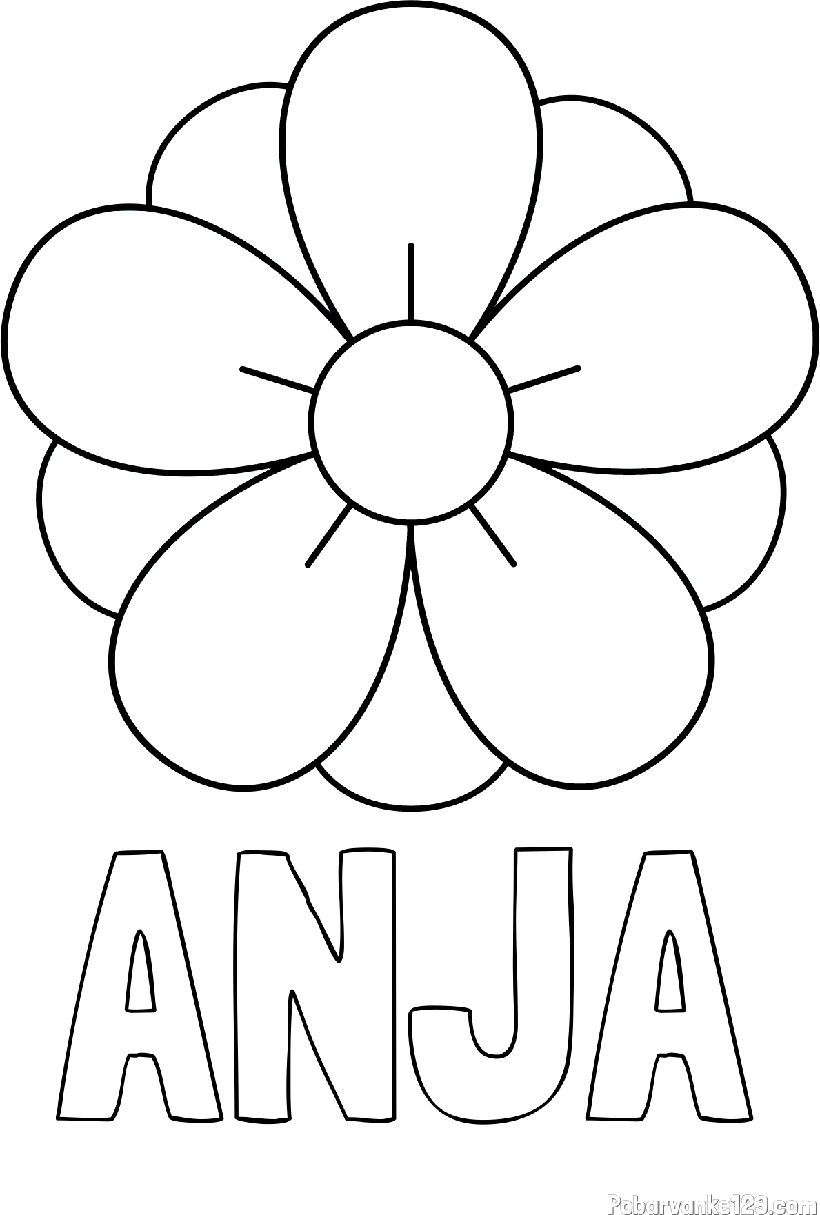 Pobarvanka imena ANJA in pobarvanka lepega cveta