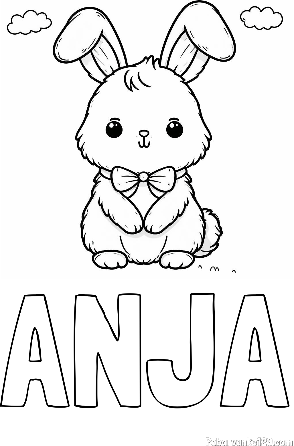 Pobarvanka imena ANJA in pobarvanka prikupnega zajčka