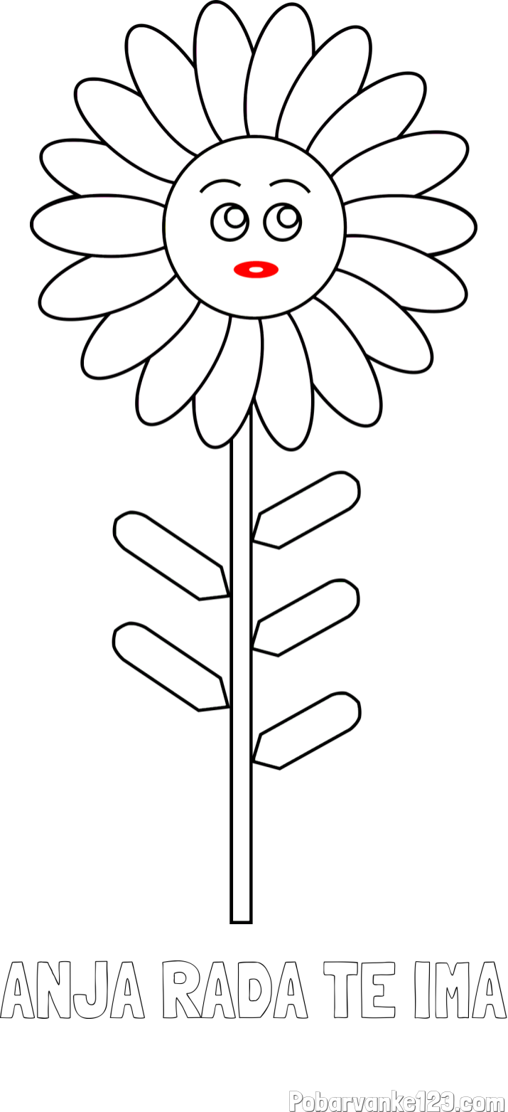 Pobarvanka imena ANJA RADA TE IMA in pobarvanka preproste cvetlice