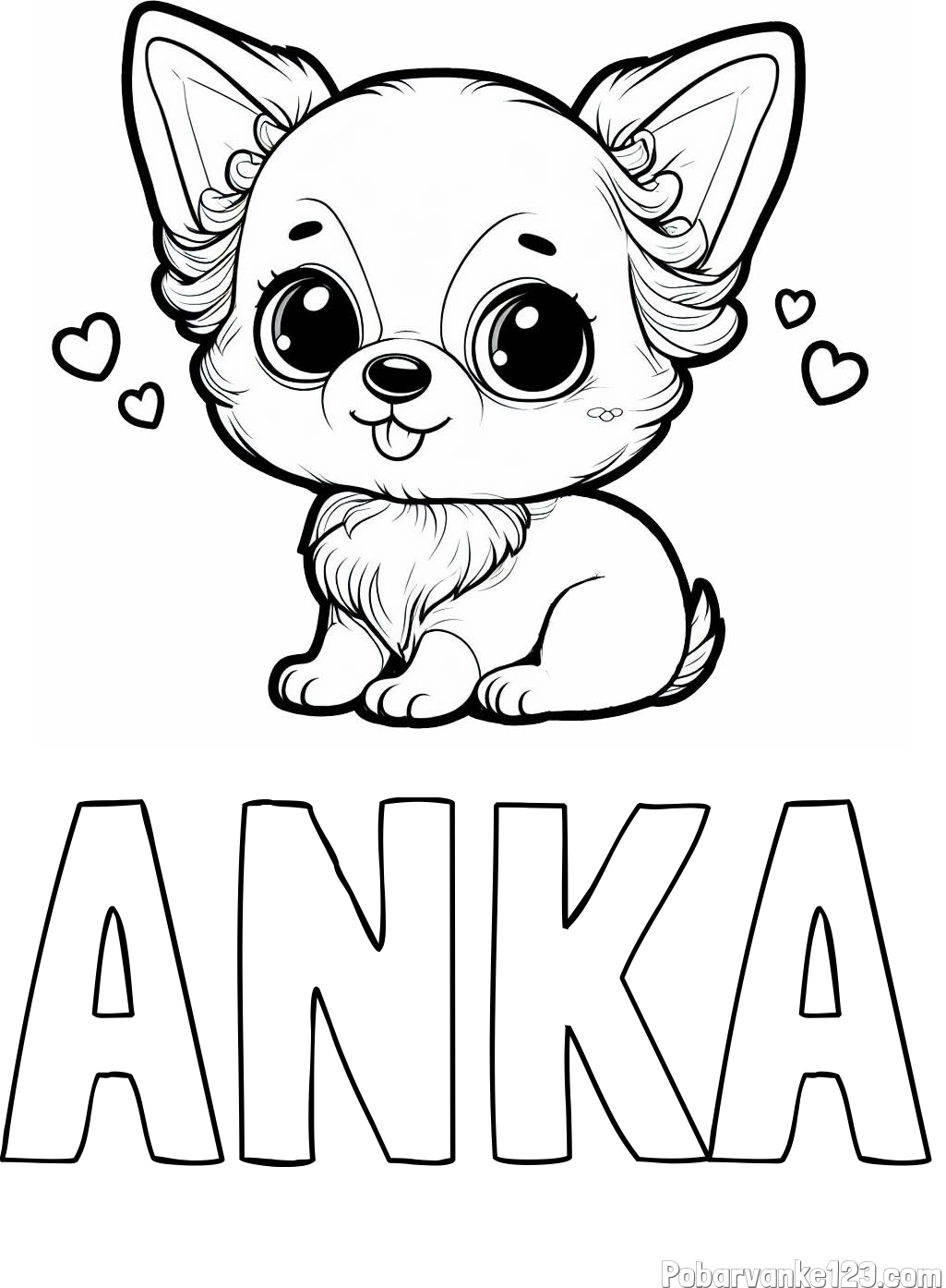 Pobarvanka imena ANKA in pobarvanka čivave