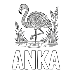 Online izdelana pobarvanka - Pobarvanka imena ANKA in pobarvanka flaminga z abstraktnimi vzorci