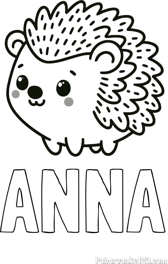 Pobarvanka imena ANNA in pobarvanka ljubkega ježka