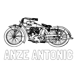 Online izdelana pobarvanka - Pobarvanka imena ANŽE ANTONIČ in pobarvanka starega motorja