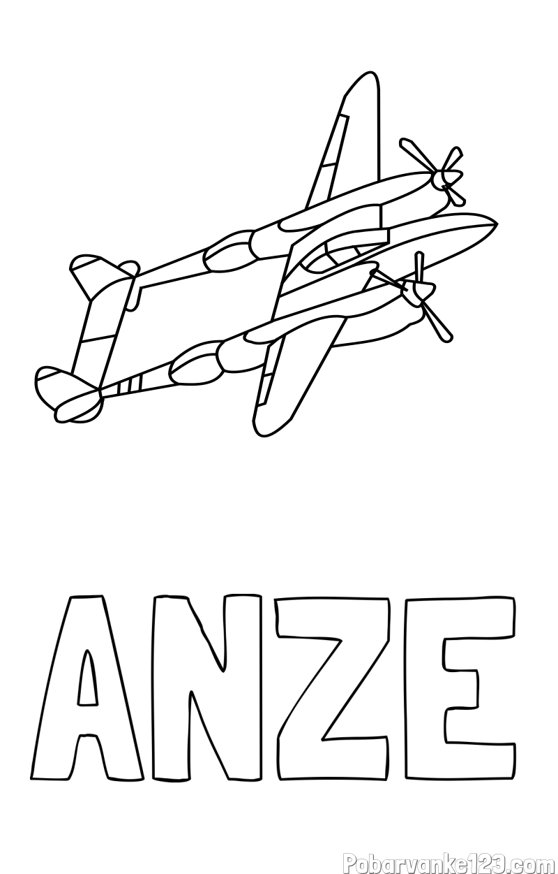 Pobarvanka imena ANŽE in pobarvanka bojnega letala