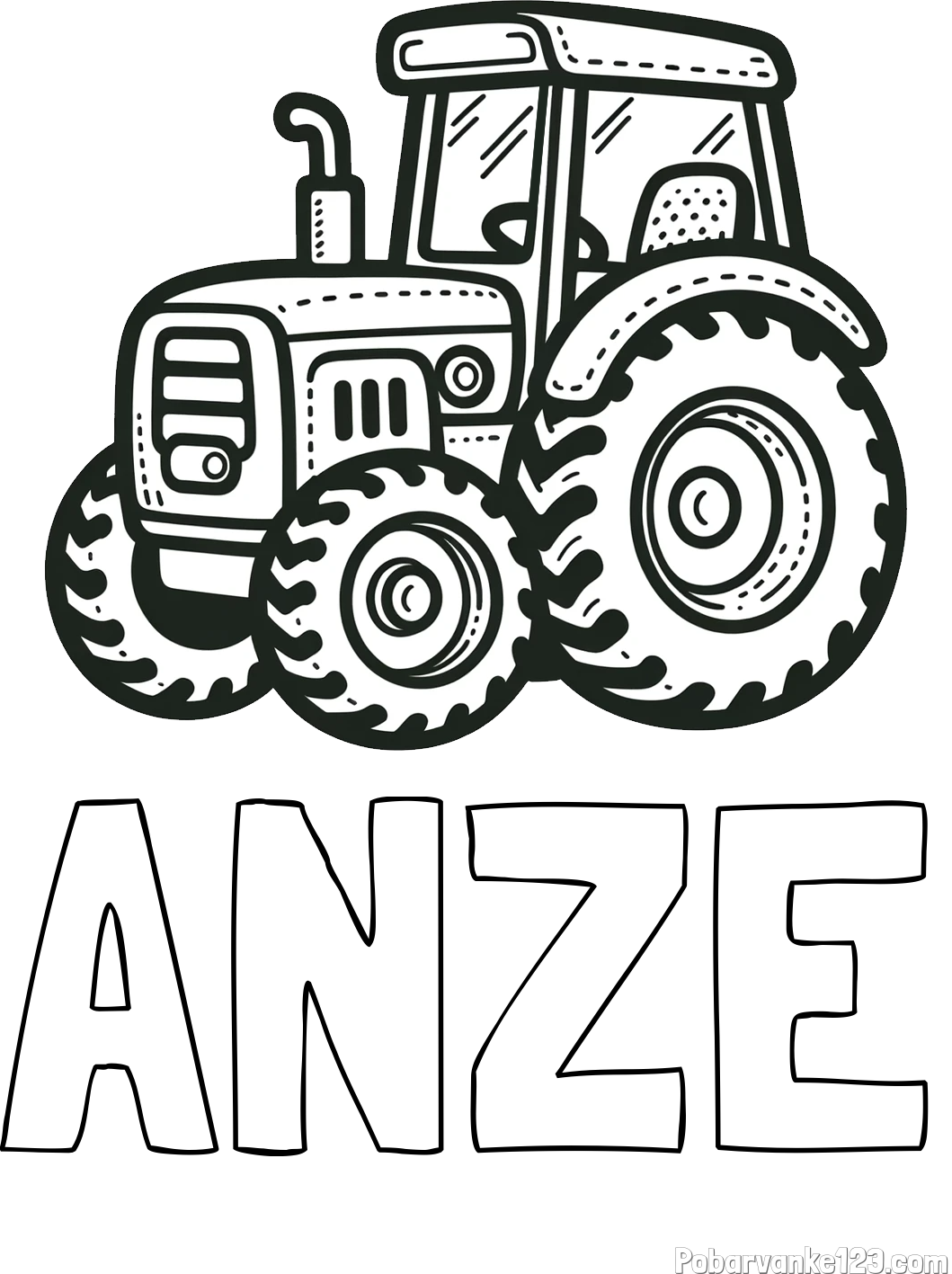 Pobarvanka imena ANŽE in pobarvanka čudovitega traktorja